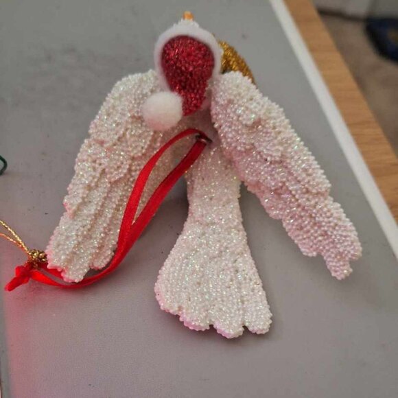 White Bird with Santa Hat Ornament - Picture 4 of 4